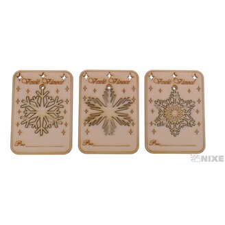 VÁNOČNÍ PŘÁNÍ VLOČKA XD 7x10cm 6ks*PŘÍRODNÍ